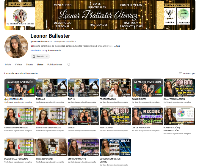 Canal Leonor Ballester de desarrollo personal, y exito